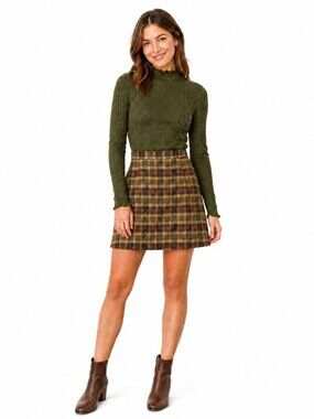 JH Collectibles Vintage Wool Brown Plaid Skirt